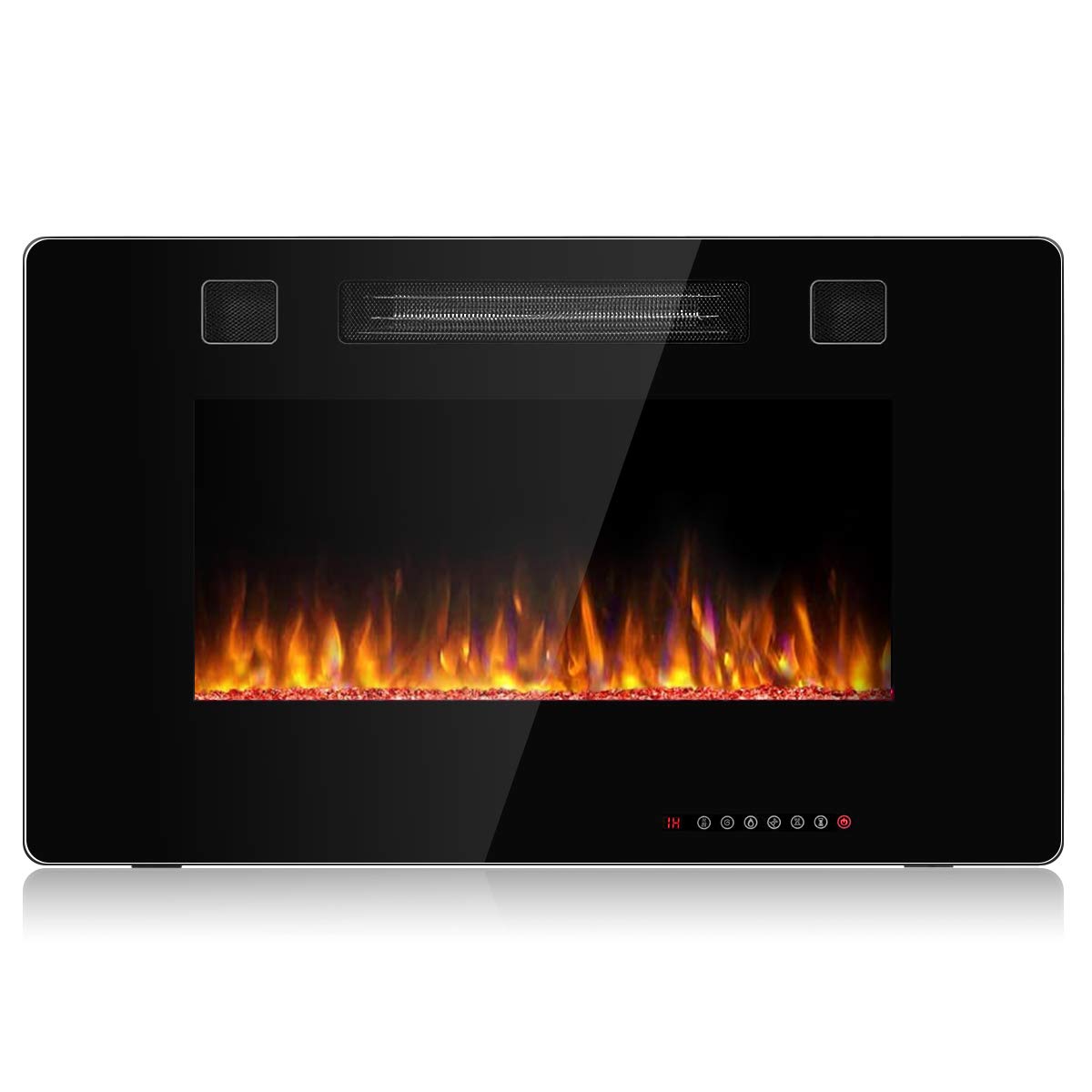 Tangkula 30 Inches Recessed Electric Fireplace, in-Wall & Wall Mounted Electric Heater